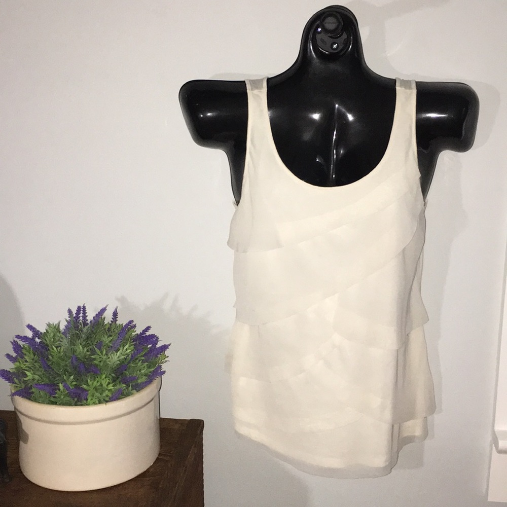 LOFT cream tulip style chiffon cotton tank // med